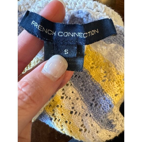 French Connection Sweater Women‎ Small White Ladder Stitch Crochet Crop Tank Top - Picture 10 of 11